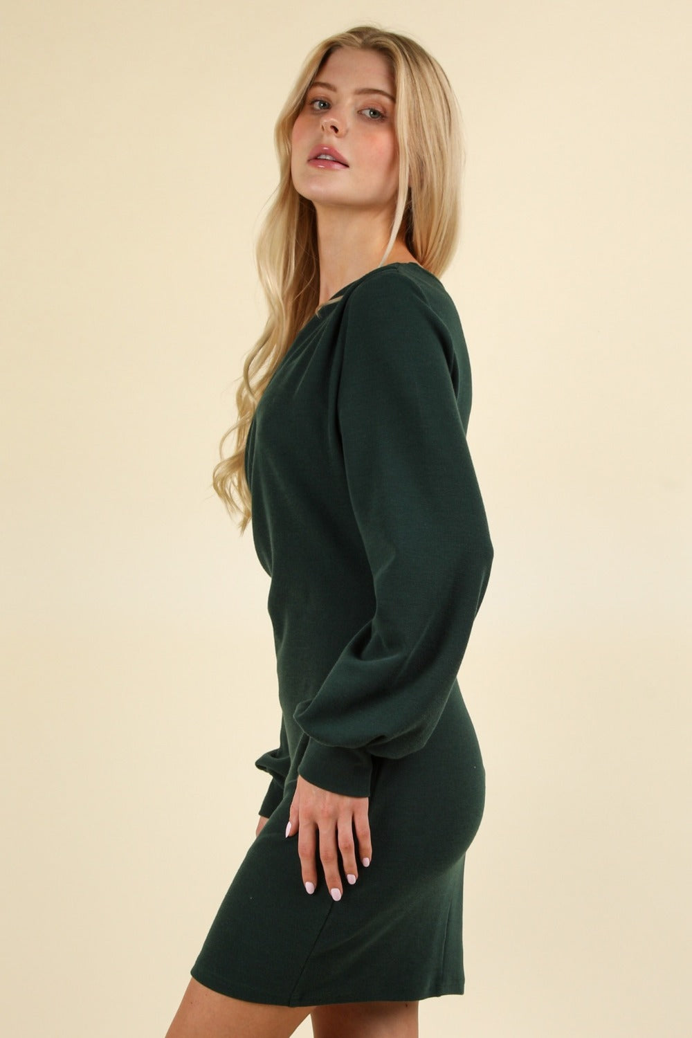 Green Ruched Detail Bodycon Mini Dress