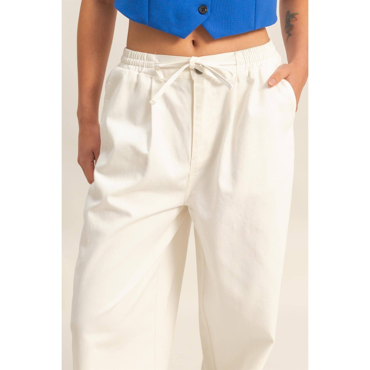 Elasticized Waist Loose Fit Jeans