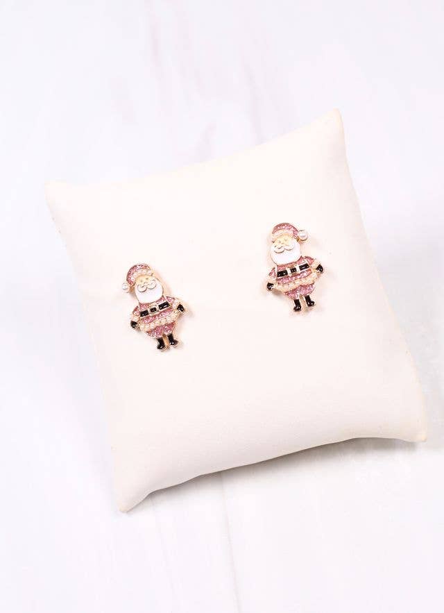 Cheery Santa Stud Earring PINK