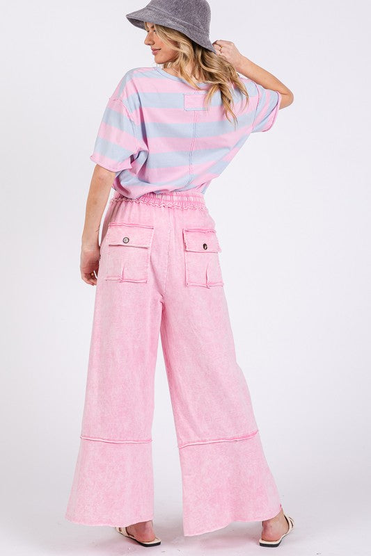 Mineral Washed Terry Wide Leg Pants