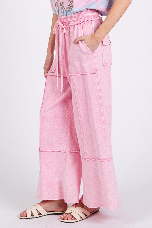 Mineral Washed Terry Wide Leg Pants