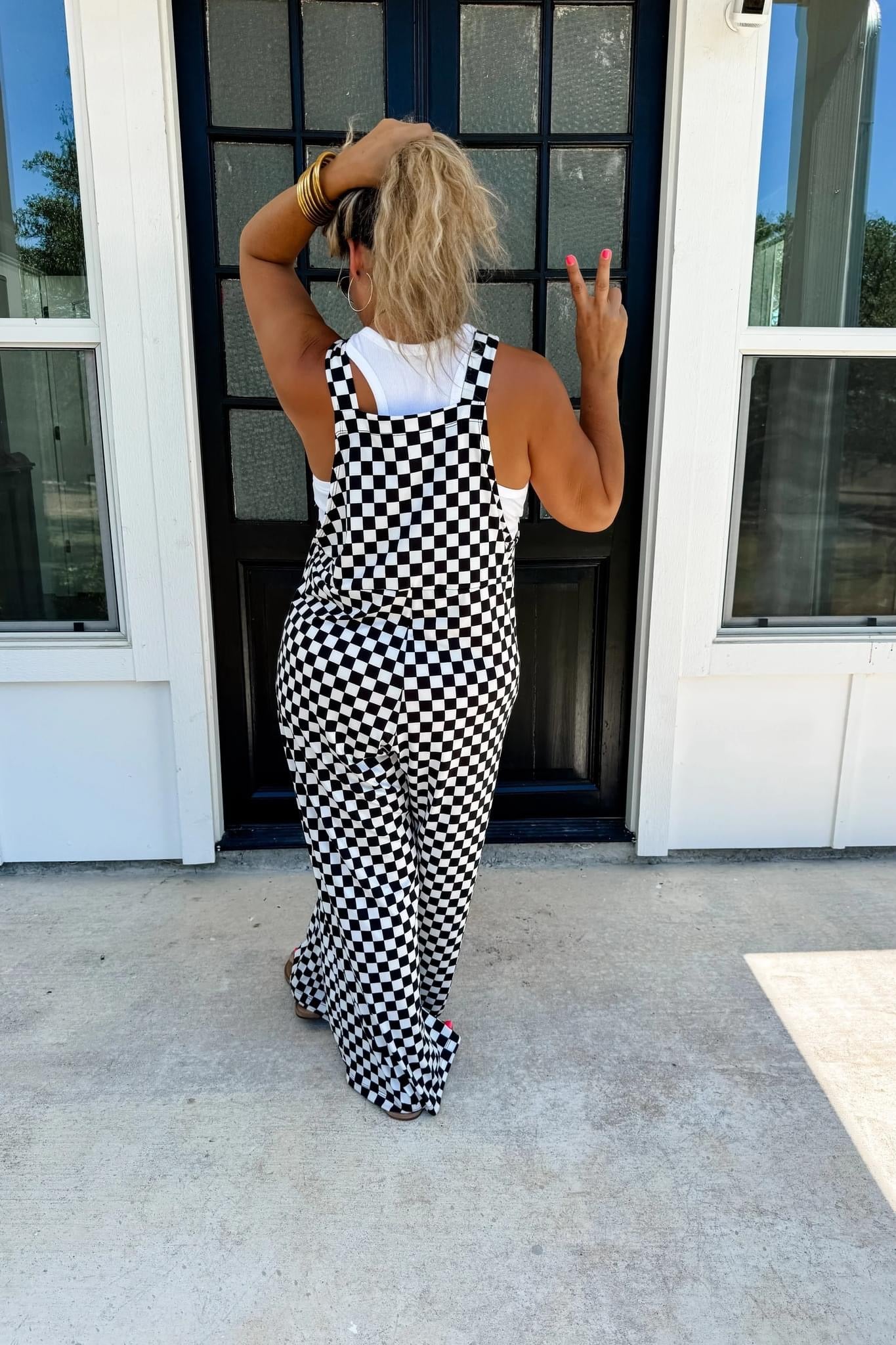 CHECKERED KARLI BOHO OVERALLS