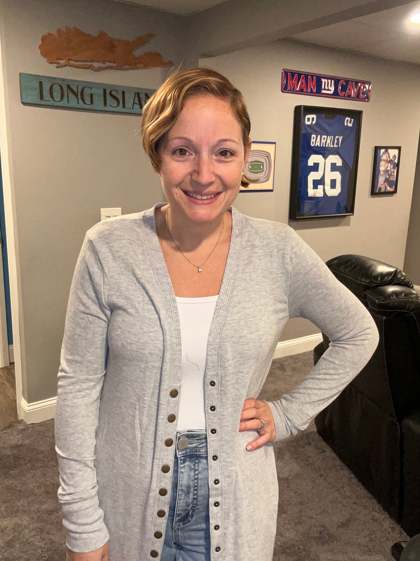 THIGH-LENGTH SNAP BUTTON CARDIGAN