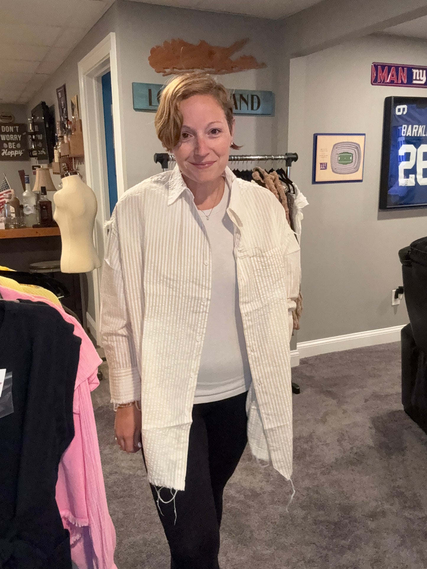 Striped Raw Hem Top