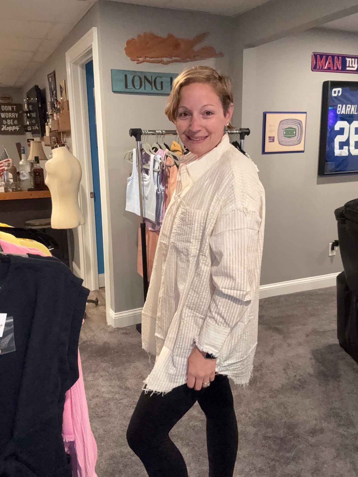 Striped Raw Hem Top