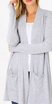 SLOUCHY LIGHTWEIGHT OPEN FRONT POCKET CARDIGAN