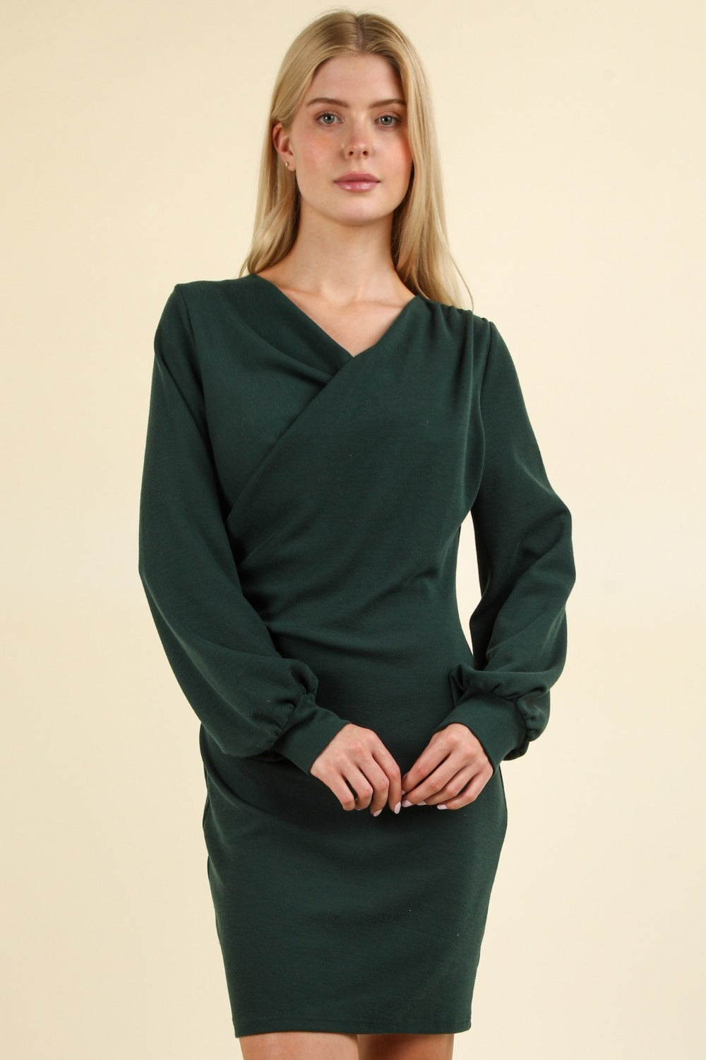 Green Ruched Detail Bodycon Mini Dress
