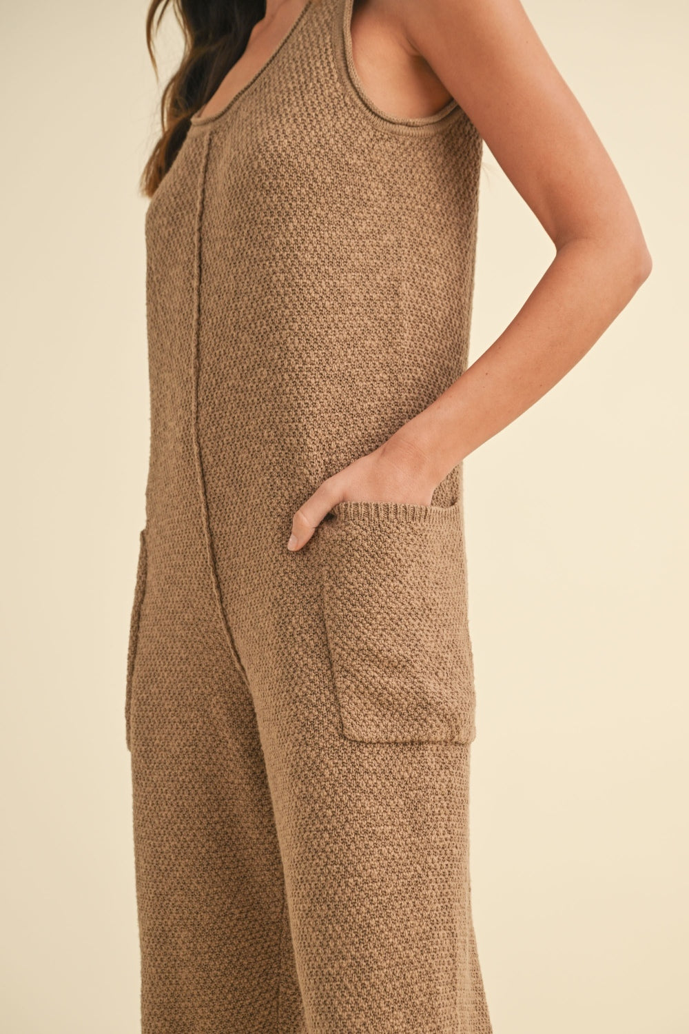 Knit Crop Jumpsuit with Pockets