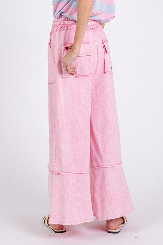 Mineral Washed Terry Wide Leg Pants