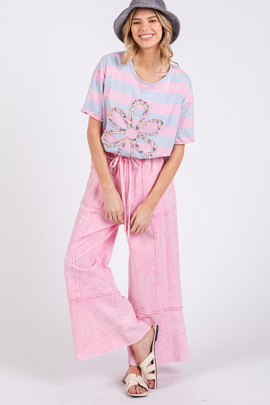 Mineral Washed Terry Wide Leg Pants
