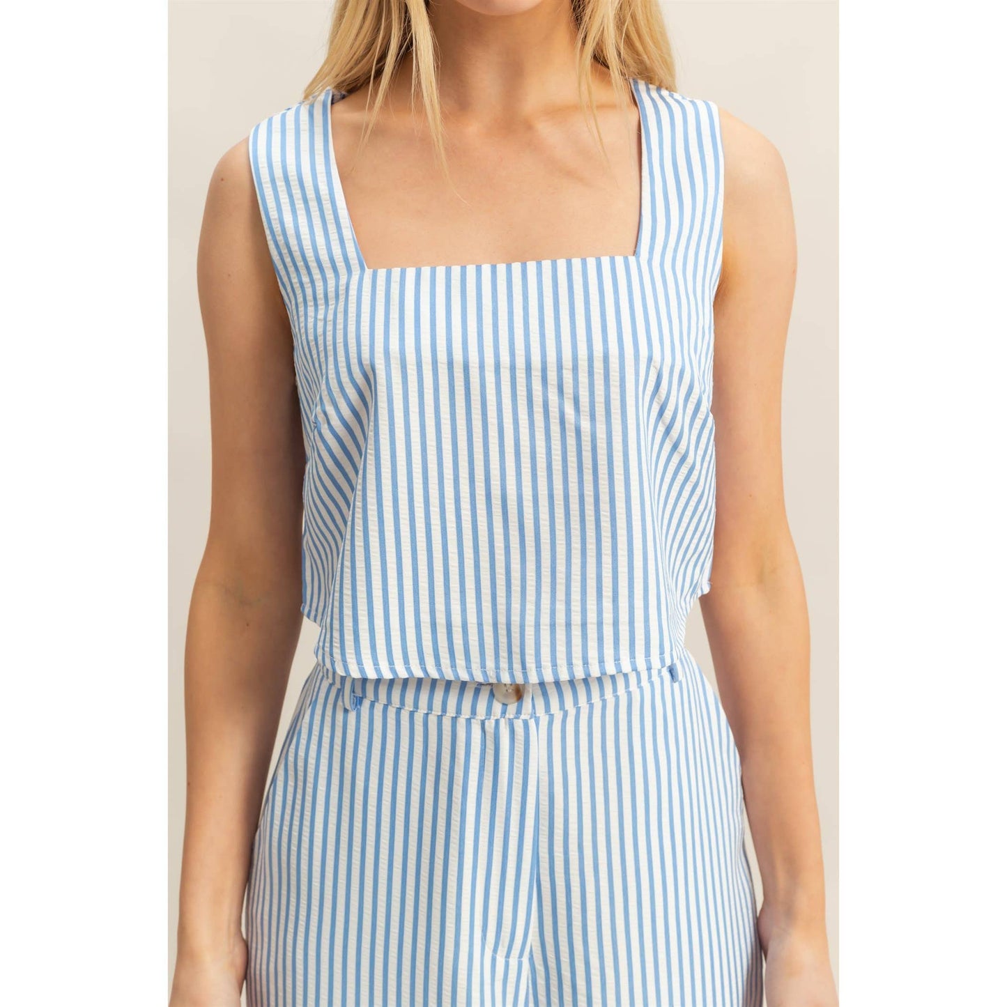 Textured Stripe Top And Pants Set