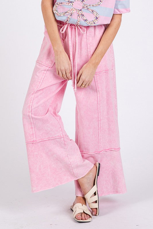 Mineral Washed Terry Wide Leg Pants