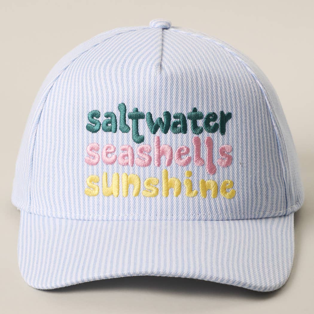 Saltwater Seashells Sunshine Embroidered Seersucker Hat