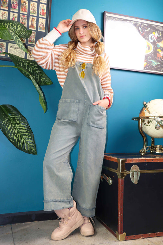 Twill Solid Overall Jumpsuit