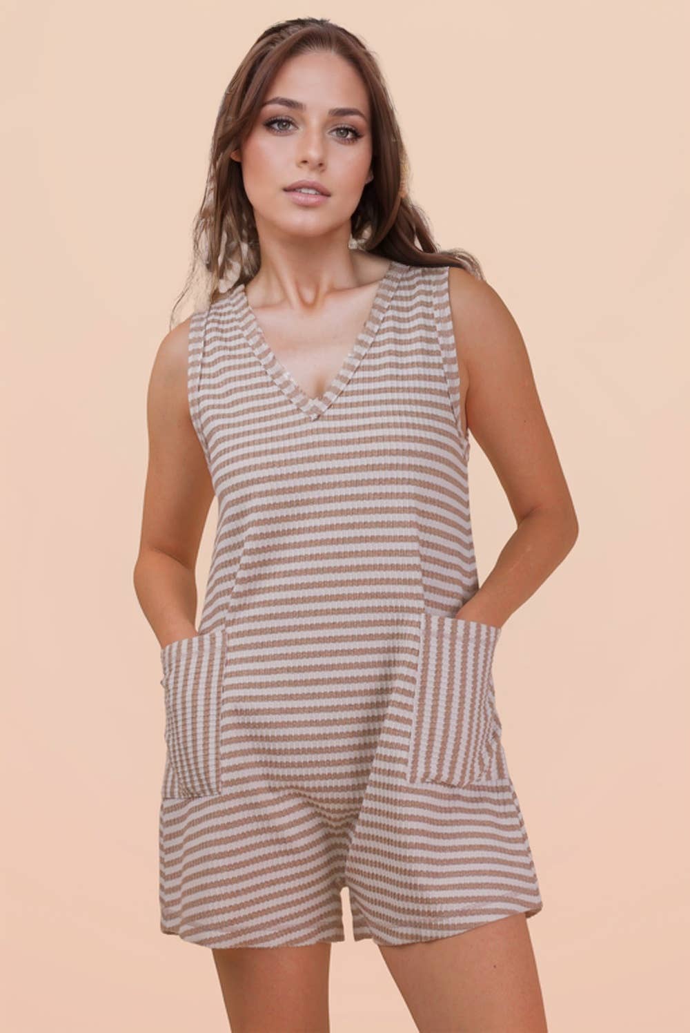 Striped Knit Casual Comfy Romper