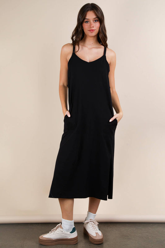 V-Neck Sleeveless Casual Comfy Midi Dress