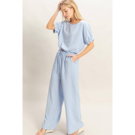 Textured Drawstring Top & Pants Set