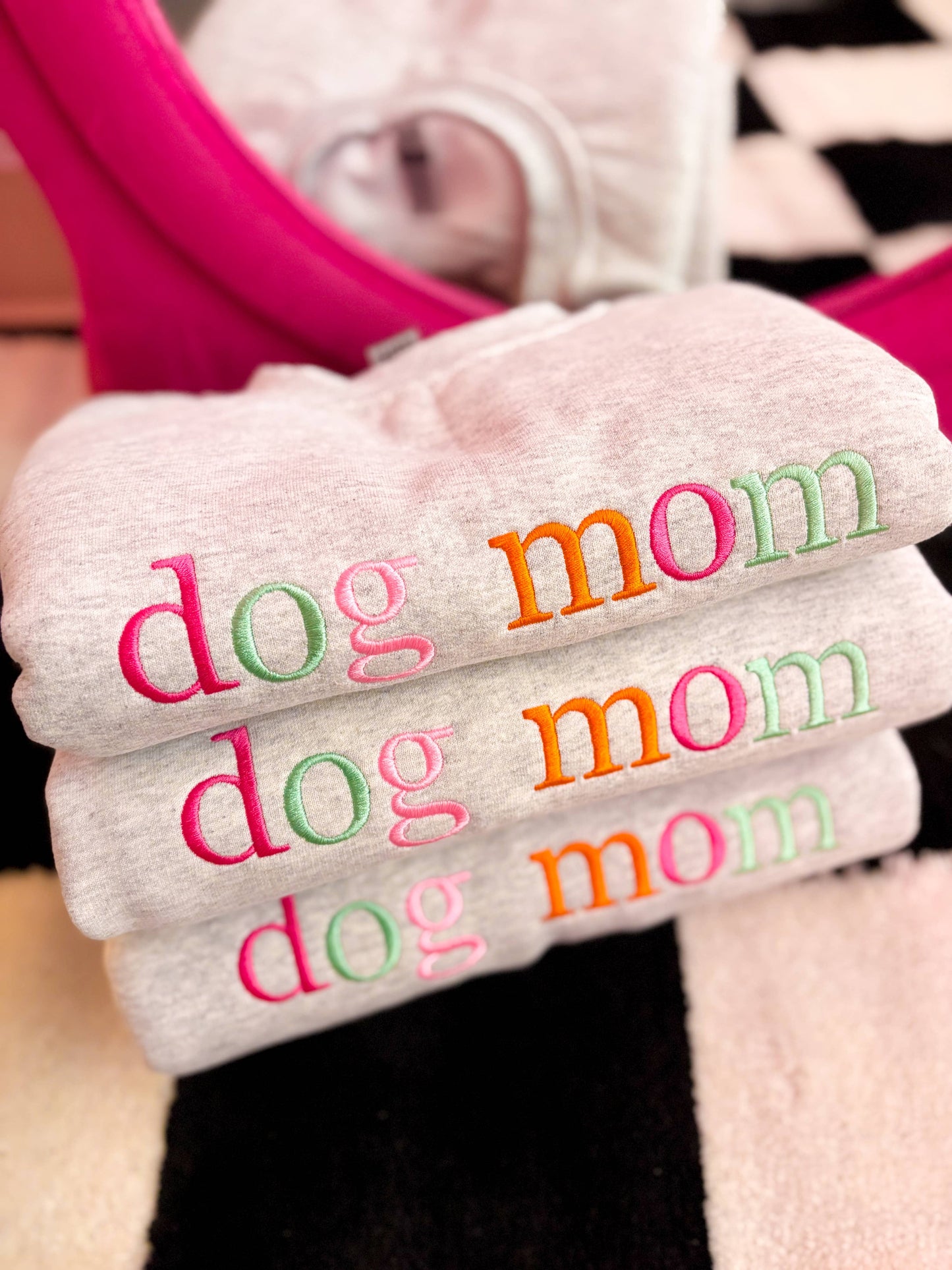 Dog mom rainbow embroidered Sweatshirt
