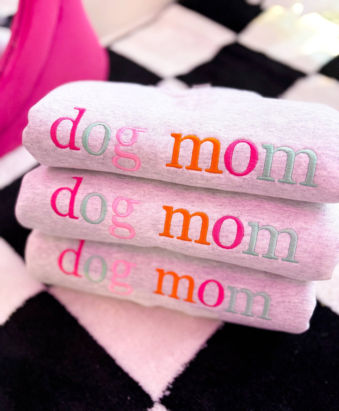 Dog mom rainbow embroidered Sweatshirt