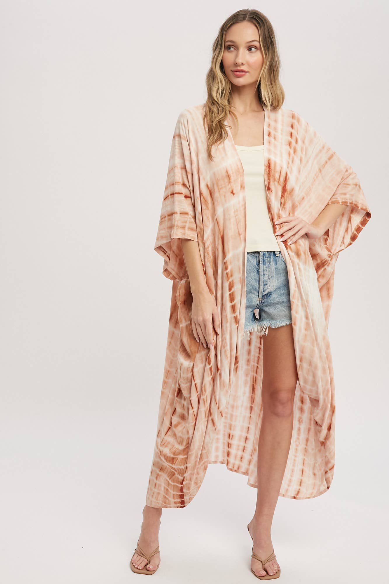 FLOWY TIE DYE MAXI KIMONO