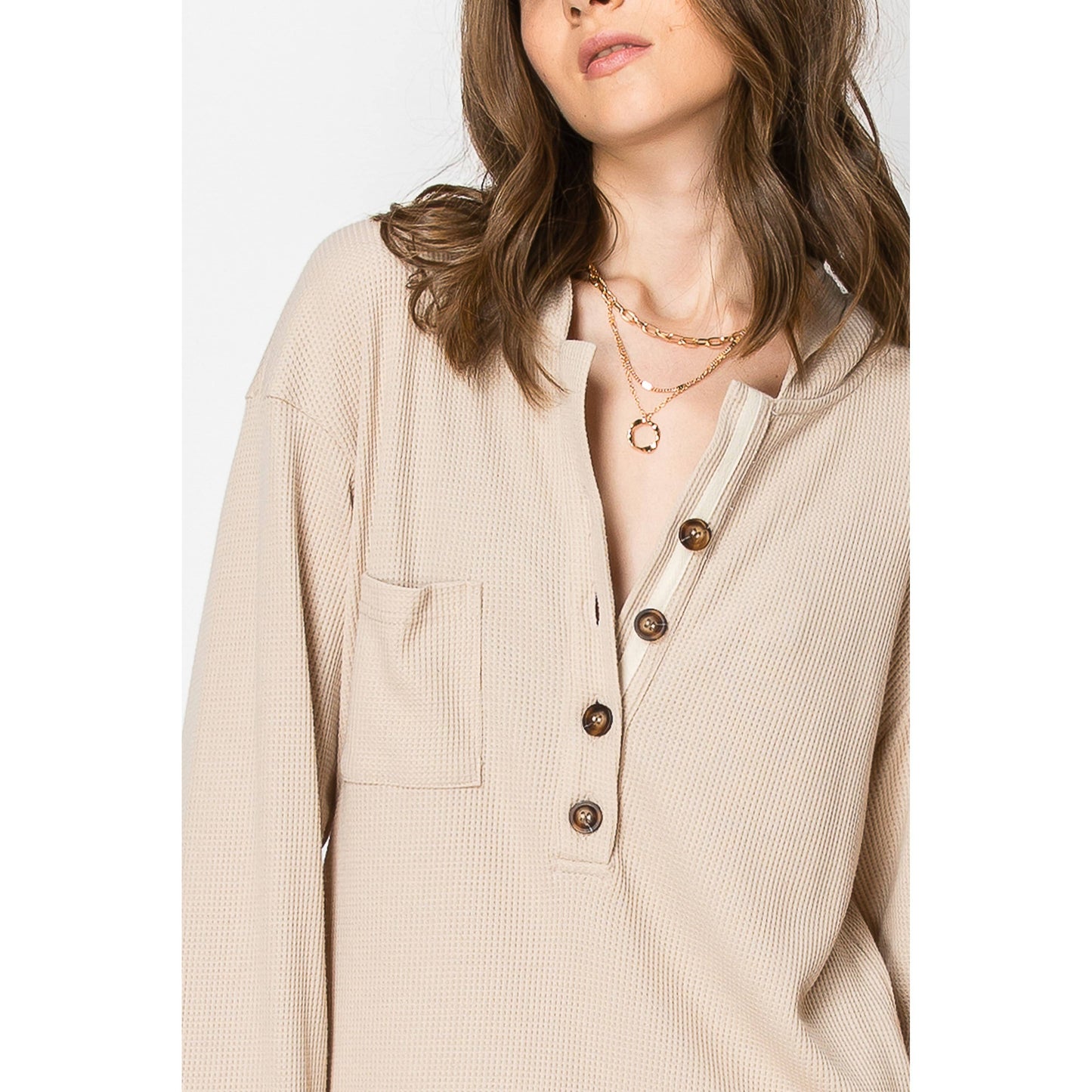 Waffle Knit Long Sleeve HOODIE DRESS With Pockets