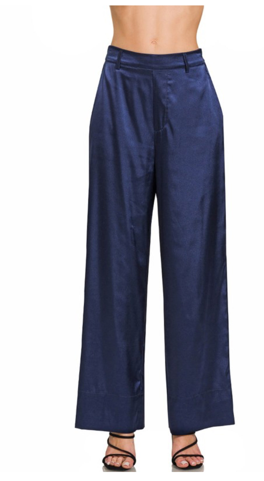 Navy Satin Pants