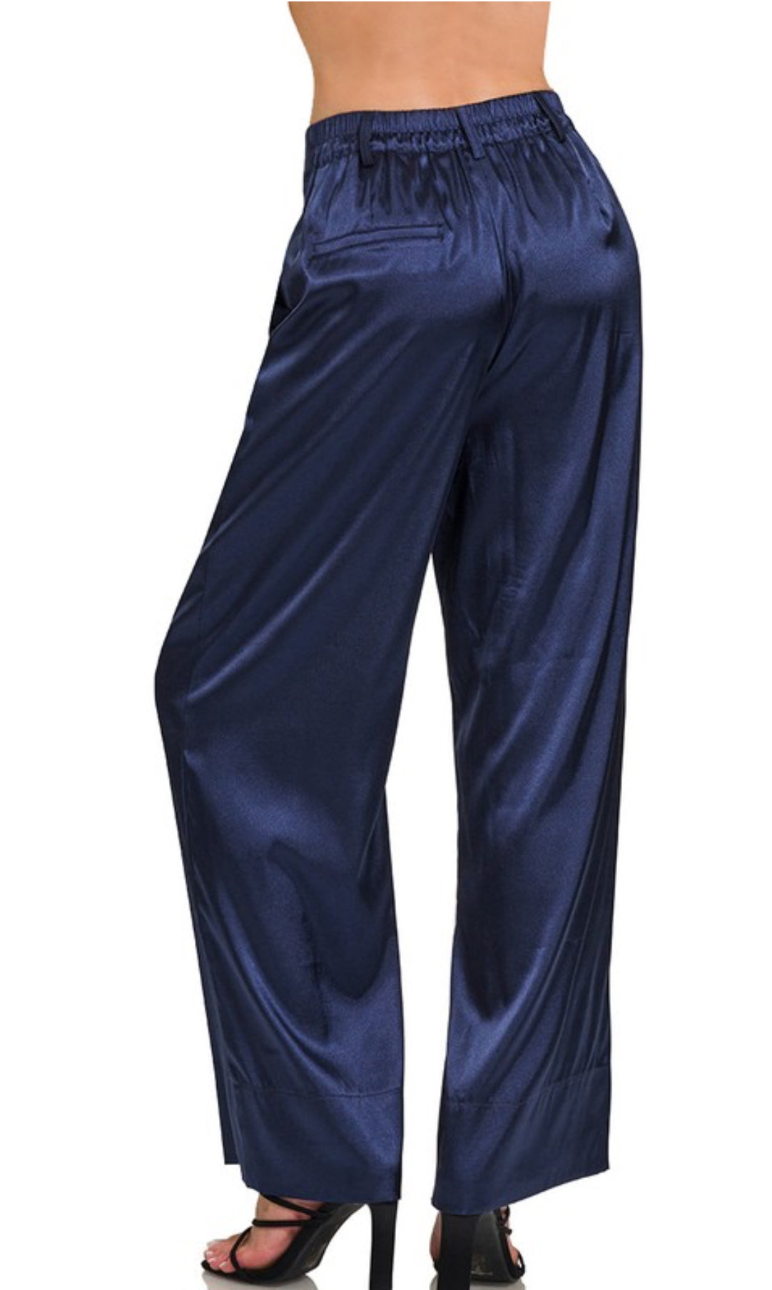 Navy Satin Pants
