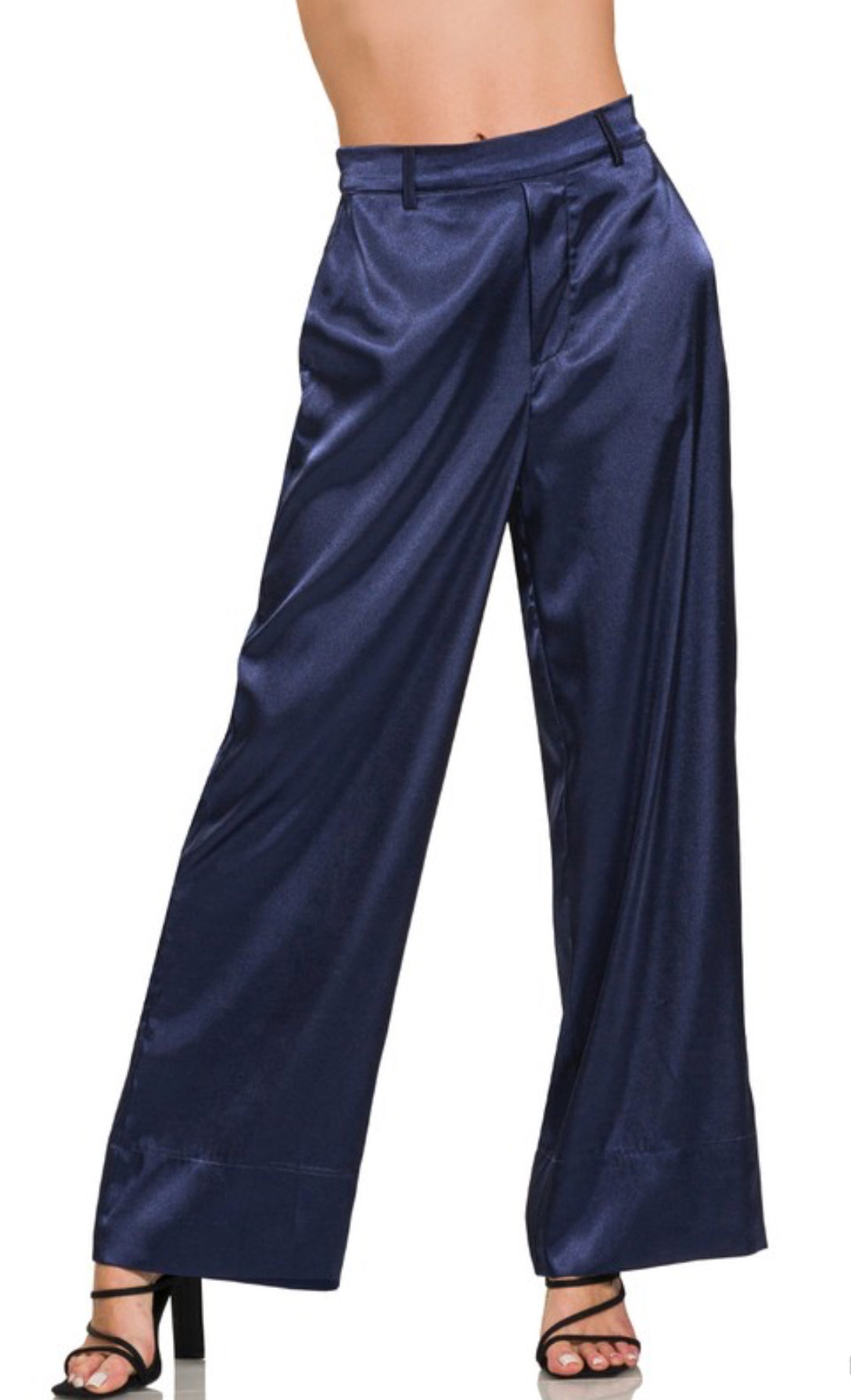 Navy Satin Pants
