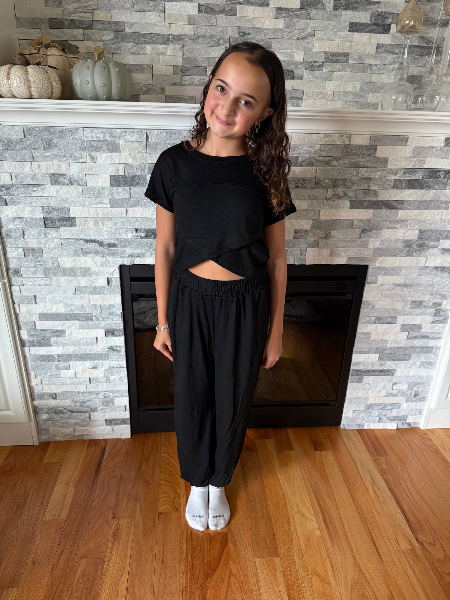 Solid Color Crop Top and Pants Set