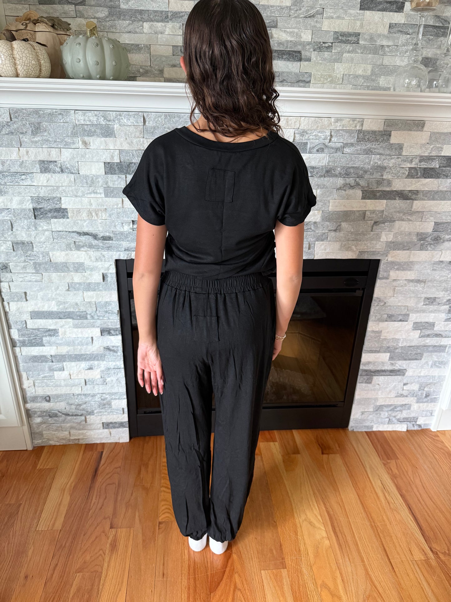 Solid Color Crop Top and Pants Set