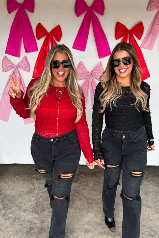 PREORDER- LONG SLEEVE ROSALIE LACE TOP