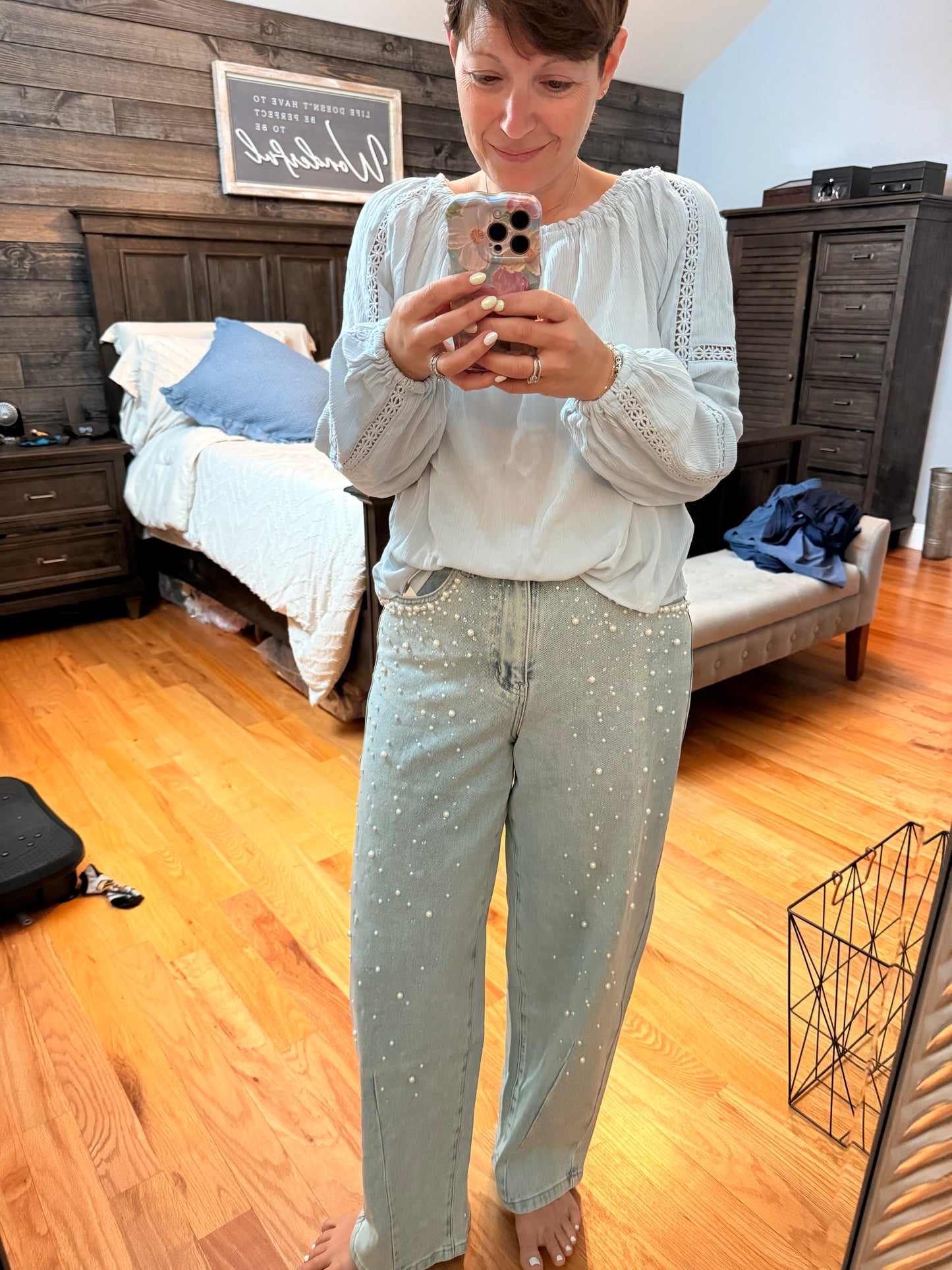 Preorder Barrel Leg Pearl Jeans