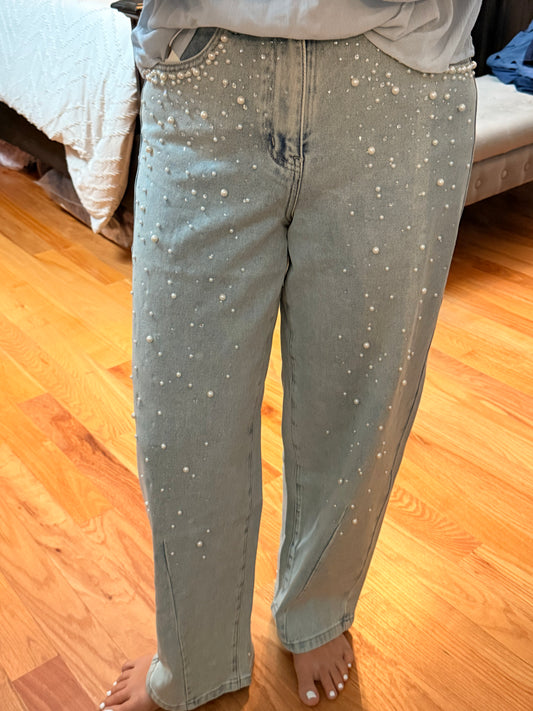 Preorder Barrel Leg Pearl Jeans