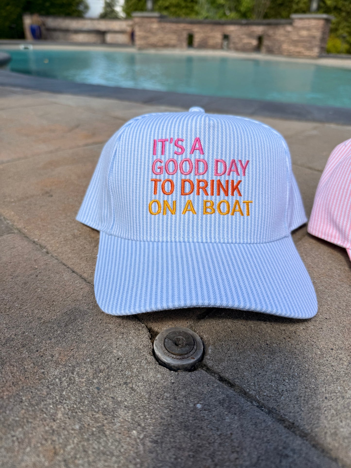 IT'S A GOOD DAY TO DRINK ON A BOAT Embroidered Trucker Hat
