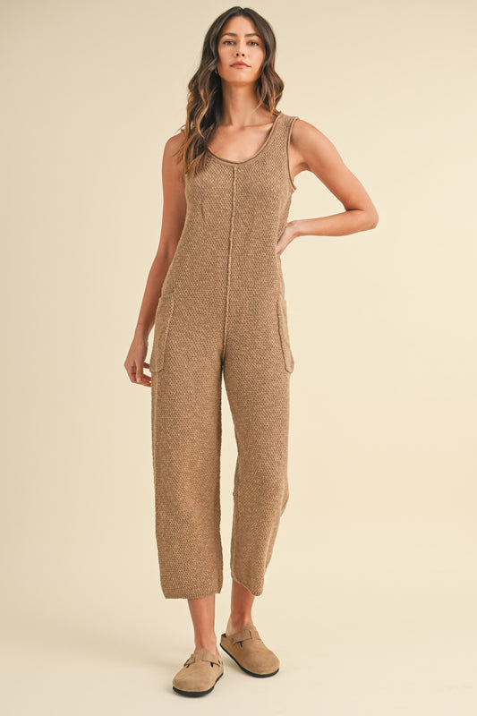 Knit Crop Jumpsuit with Pockets