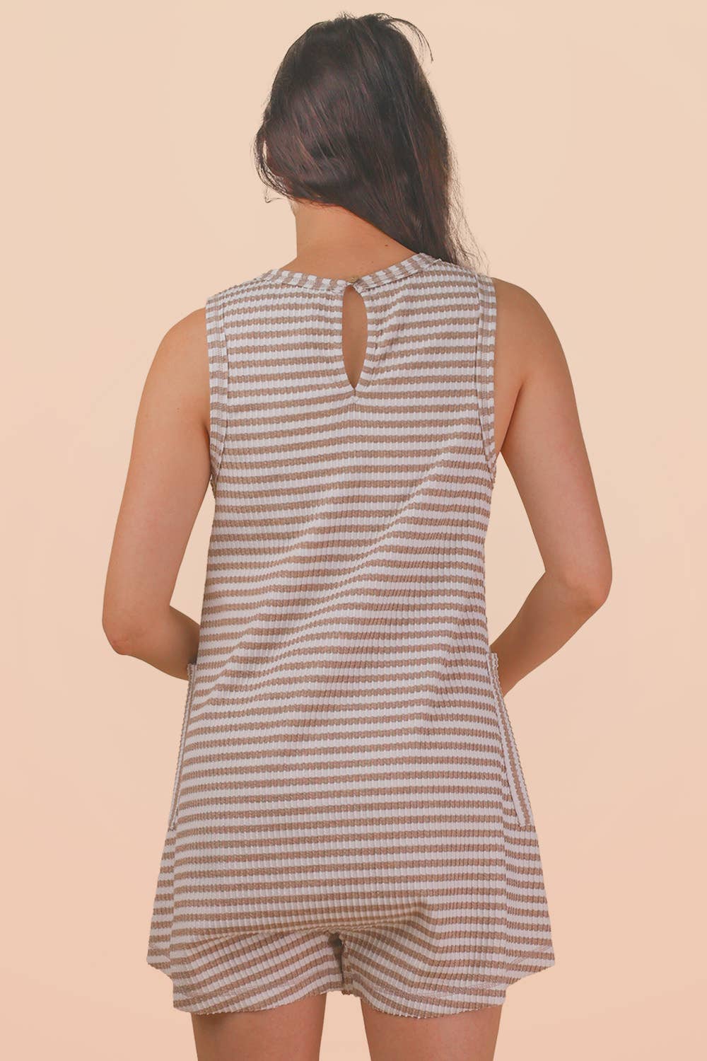 Striped Knit Casual Comfy Romper