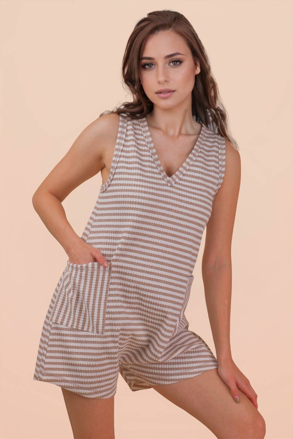 Striped Knit Casual Comfy Romper